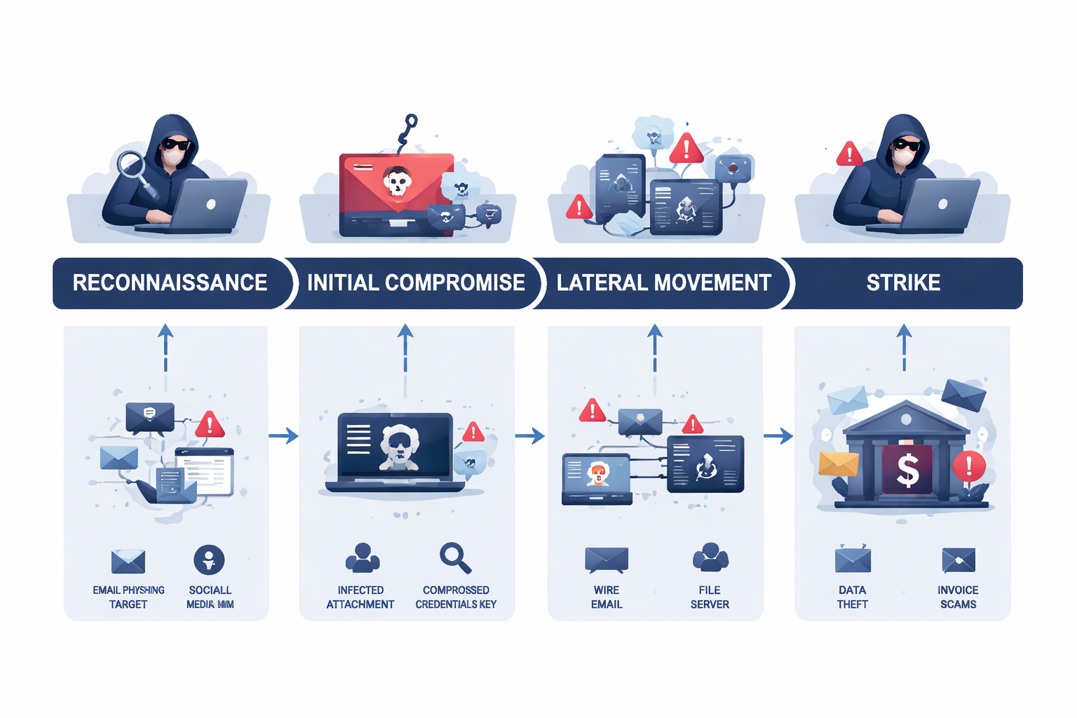 BEC attack timeline visualization